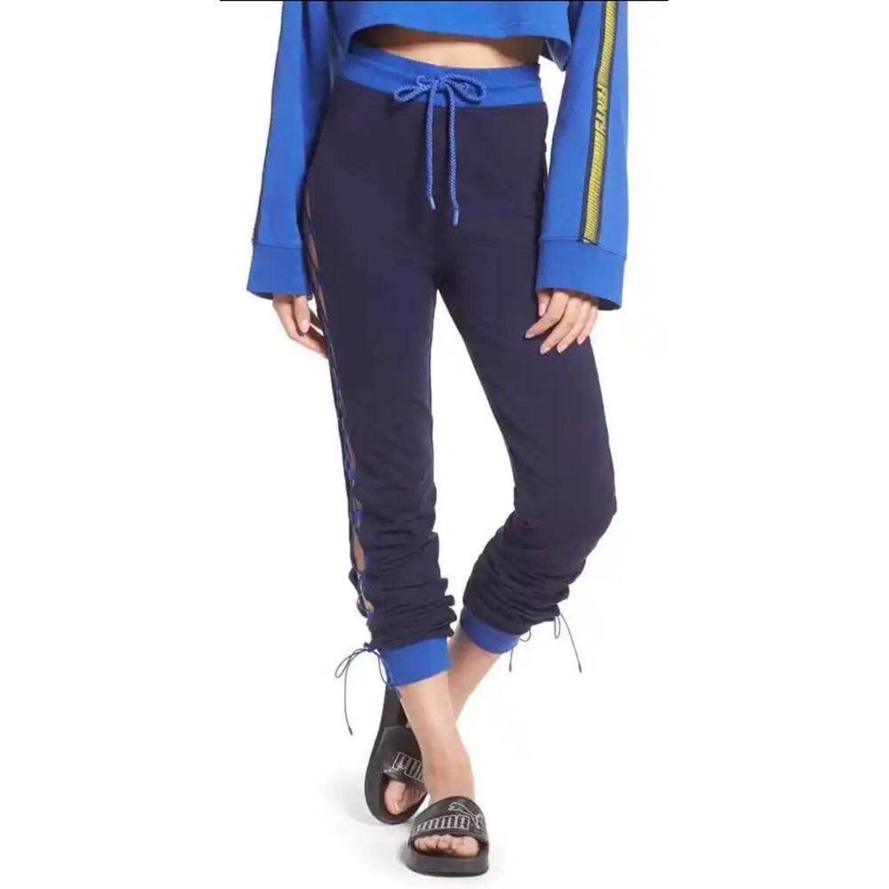 Fenty Puma by Rihanna Navy Blue Side Lace Up Sweatpants Joggers XS 575841-02